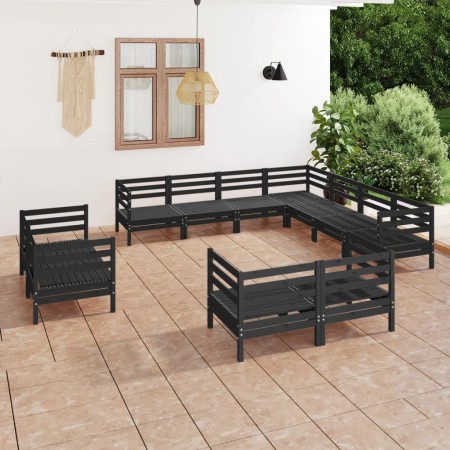 Gartenmöbel-Set 11-teilig aus massivem schwarzem Kiefernholz von vidaXL, Gartensets - Ref: Foro24-3083218, Preis: 612,01 €, R...