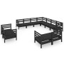 Garden furniture set 11 pieces solid black pine wood by vidaXL, Garden sets - Ref: Foro24-3083218, Price: 612,01 €, Discount: %