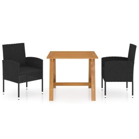 Juego de comedor de jardín 3 piezas negro de vidaXL, Conjuntos de jardín - Ref: Foro24-3068724, Precio: 242,99 €, Descuento: %