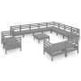 Garden furniture set 13 pieces solid gray pine wood by vidaXL, Garden sets - Ref: Foro24-3083231, Price: 618,59 €, Discount: %