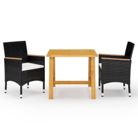 Black 3-Piece Garden Dining Set by vidaXL, Garden sets - Ref: Foro24-3068687, Price: 242,79 €, Discount: %