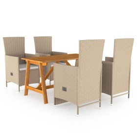 Juego de comedor de jardín 5 piezas beige de vidaXL, Conjuntos de jardín - Ref: Foro24-3068762, Precio: 573,67 €, Descuento: %