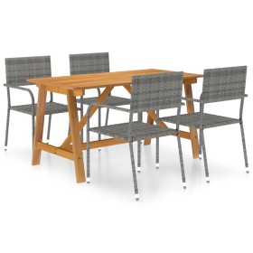 Juego de comedor de jardín de 5 piezas gris de vidaXL, Conjuntos de jardín - Ref: Foro24-3068778, Precio: 337,99 €, Descuento: %