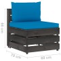 5-piece garden furniture with gray impregnated wood cushions by vidaXL, Garden sets - Ref: Foro24-3068244, Price: 423,61 €, D...