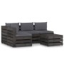 Muebles de jardín 5 piezas con cojines madera impregnada gris de vidaXL, Conjuntos de jardín - Ref: Foro24-3068252, Precio: 4...