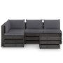 5-piece garden furniture with gray impregnated wood cushions by vidaXL, Garden sets - Ref: Foro24-3068252, Price: 431,82 €, D...