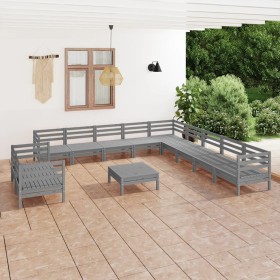 Garden furniture set 12 pieces solid gray pine wood by vidaXL, Garden sets - Ref: Foro24-3083211, Price: 559,88 €, Discount: %