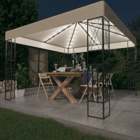 Gazebo with LED strip lights 3x3 m cream-colored fabric by vidaXL, Tents and gazebos - Ref: Foro24-3070326, Price: 266,99 €, ...