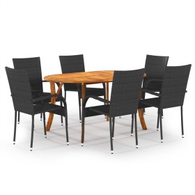 Juego de comedor para jardín 7 piezas negro de vidaXL, Conjuntos de jardín - Ref: Foro24-3072003, Precio: 529,67 €, Descuento: %