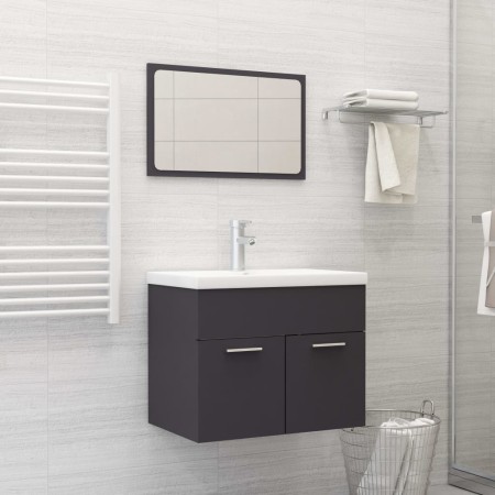 Gray engineered wood bathroom furniture set by vidaXL, Bathroom furniture - Ref: Foro24-3071317, Price: 222,65 €, Discount: %