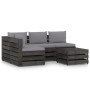 5-piece garden furniture with gray impregnated wood cushions by vidaXL, Garden sets - Ref: Foro24-3068253, Price: 508,56 €, D...