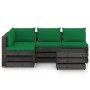 5-piece garden furniture with gray impregnated wood cushions by vidaXL, Garden sets - Ref: Foro24-3068257, Price: 466,66 €, D...