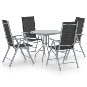 Garden dining set 5 pieces aluminum and textilene silver by vidaXL, Garden sets - Ref: Foro24-3070657, Price: 272,99 €, Disco...