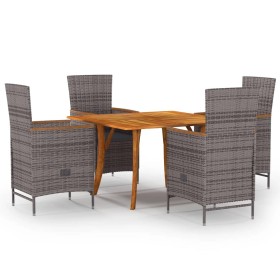 Juego de comedor para jardín 5 piezas gris de vidaXL, Conjuntos de jardín - Ref: Foro24-3071953, Precio: 908,99 €, Descuento: %