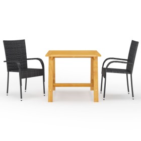 3-piece black garden dining set by vidaXL, Garden sets - Ref: Foro24-3068698, Price: 214,16 €, Discount: %