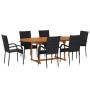 Set de comedor de jardín de 7 piezas ratán sintético negro de vidaXL, Conjuntos de jardín - Ref: Foro24-3070758, Precio: 595,...