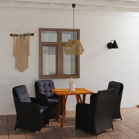 Juego de comedor para jardín 5 piezas negro de vidaXL, Conjuntos de jardín - Ref: Foro24-3071906, Precio: 679,62 €, Descuento: %