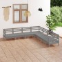 Gartenmöbel-Set 7-teilig aus massivem grauem Kiefernholz von vidaXL, Gartensets - Ref: Foro24-3083096, Preis: 372,04 €, Rabat...