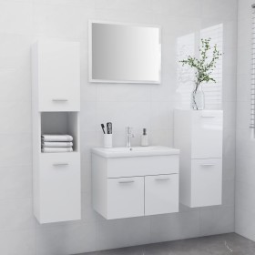 Glossy white engineered wood bathroom furniture set by vidaXL, Bathroom furniture - Ref: Foro24-3071366, Price: 311,72 €, Dis...