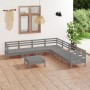 Gartenmöbel-Set 8-teilig aus massivem grauem Kiefernholz von vidaXL, Gartensets - Ref: Foro24-3083101, Preis: 362,44 €, Rabat...