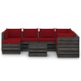 8-piece garden furniture with gray impregnated wood cushions by vidaXL, Garden sets - Ref: Foro24-3068393, Price: 698,99 €, D...