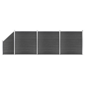 Black WPC Fence Panel Set 619x(105-186) cm by vidaXL, fence panels - Ref: Foro24-3070439, Price: 914,06 €, Discount: %