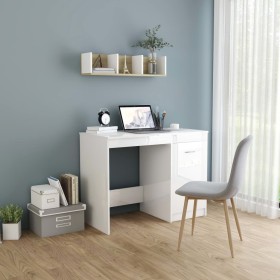 Glossy white plywood desk 100x50x76 cm by vidaXL, Desks - Ref: Foro24-801802, Price: 94,31 €, Discount: %