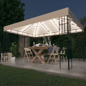 Cenador con tira de luces LED 3x4 m crema de vidaXL, Carpas y cenadores - Ref: Foro24-3070321, Precio: 222,10 €, Descuento: %