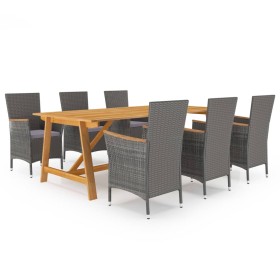 Juego de comedor de jardín de 7 piezas gris de vidaXL, Conjuntos de jardín - Ref: Foro24-3068797, Precio: 692,85 €, Descuento: %