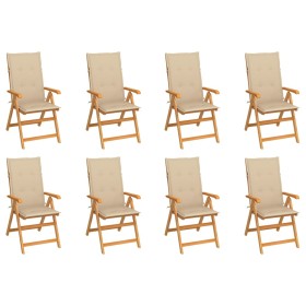 Reclining garden chairs with cushions 8 pcs solid teak by vidaXL, Garden chairs - Ref: Foro24-3072544, Price: 947,99 €, Disco...