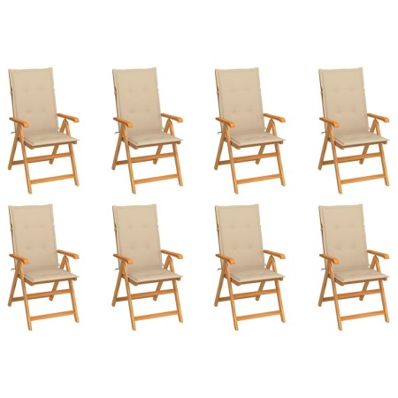 Reclining garden chairs with cushions 8 pcs solid teak by vidaXL, Garden chairs - Ref: Foro24-3072544, Price: 947,99 €, Disco...