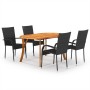 Juego de comedor para jardín 5 piezas negro de vidaXL, Conjuntos de jardín - Ref: Foro24-3072000, Precio: 430,41 €, Descuento: %