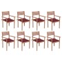 Stackable garden chairs 8 pcs teak wood with cushions by vidaXL, Garden chairs - Ref: Foro24-3072609, Price: 643,43 €, Discou...