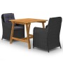 3-piece black garden dining set by vidaXL, Garden sets - Ref: Foro24-3068717, Price: 391,64 €, Discount: %