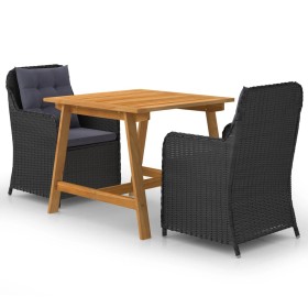 Juego de comedor para jardín 3 piezas negro de vidaXL, Conjuntos de jardín - Ref: Foro24-3068717, Precio: 391,99 €, Descuento: %