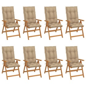 Reclining garden chairs with cushions 8 pcs solid teak by vidaXL, Garden chairs - Ref: Foro24-3072559, Price: 889,99 €, Disco...