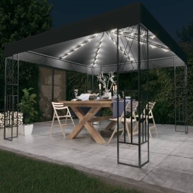 Cenador con tira de luces LED 3x3 m tela gris antracita de vidaXL, Carpas y cenadores - Ref: Foro24-3070327, Precio: 189,56 €...