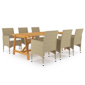 Juego de comedor de jardín 7 piezas beige de vidaXL, Conjuntos de jardín - Ref: Foro24-3068794, Precio: 669,35 €, Descuento: %