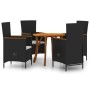 Juego de comedor para jardín 5 piezas negro de vidaXL, Conjuntos de jardín - Ref: Foro24-3071772, Precio: 644,99 €, Descuento: %