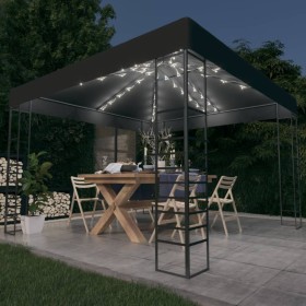 Carpa cenador de jardín con tira de luces LED 3x3 m antracita de vidaXL, Carpas y cenadores - Ref: Foro24-3070306, Precio: 28...