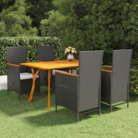 Juego de comedor para jardín 5 piezas negro de vidaXL, Conjuntos de jardín - Ref: Foro24-3072140, Precio: 724,89 €, Descuento: %