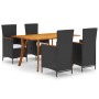 Juego de comedor para jardín 5 piezas negro de vidaXL, Conjuntos de jardín - Ref: Foro24-3072140, Precio: 724,89 €, Descuento: %