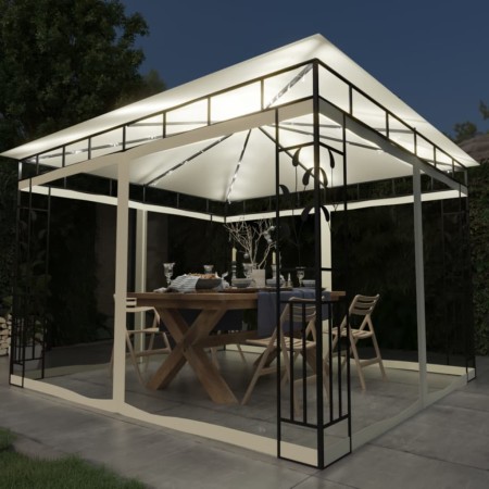 Cenador con mosquitera y tira de luces LED crema 3x3x2,73m de vidaXL, Carpas y cenadores - Ref: Foro24-3070314, Precio: 338,4...