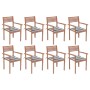 Stackable garden chairs 8 pcs teak wood with cushions by vidaXL, Garden chairs - Ref: Foro24-3072614, Price: 654,85 €, Discou...