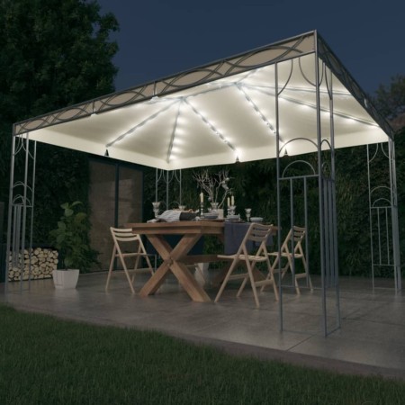 Cenador con tira de luces LED 400x300 cm crema de vidaXL, Carpas y cenadores - Ref: Foro24-3070340, Precio: 364,40 €, Descuen...