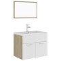 Conjunto de muebles de baño aglomerado blanco y roble Sonoma de vidaXL, Muebles de baño - Ref: Foro24-3071320, Precio: 190,24...