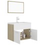 White chipboard and Sonoma oak bathroom furniture set by vidaXL, Bathroom furniture - Ref: Foro24-3071320, Price: 190,24 €, D...