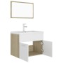 Conjunto de muebles de baño aglomerado blanco y roble Sonoma de vidaXL, Muebles de baño - Ref: Foro24-3071320, Precio: 190,24...