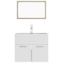 Conjunto de muebles de baño aglomerado blanco y roble Sonoma de vidaXL, Muebles de baño - Ref: Foro24-3071320, Precio: 190,24...