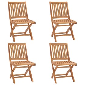 Folding garden chairs 4 units solid teak wood by vidaXL, Garden chairs - Ref: Foro24-3072804, Price: 314,37 €, Discount: %